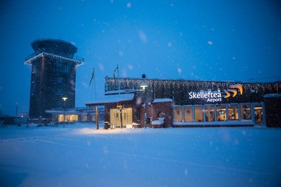 Skellefteå airport in winter landscape.